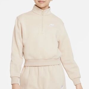 Nike 1/2 Zip Fleece in Sanddrift/White (Kids XL)